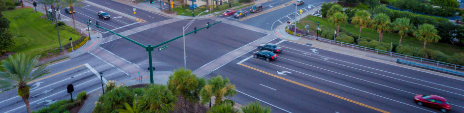 overhead view of an intersection