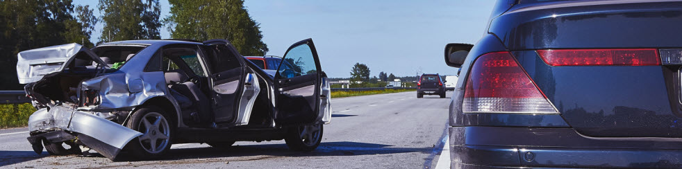 severely damaged car from rear-end accident